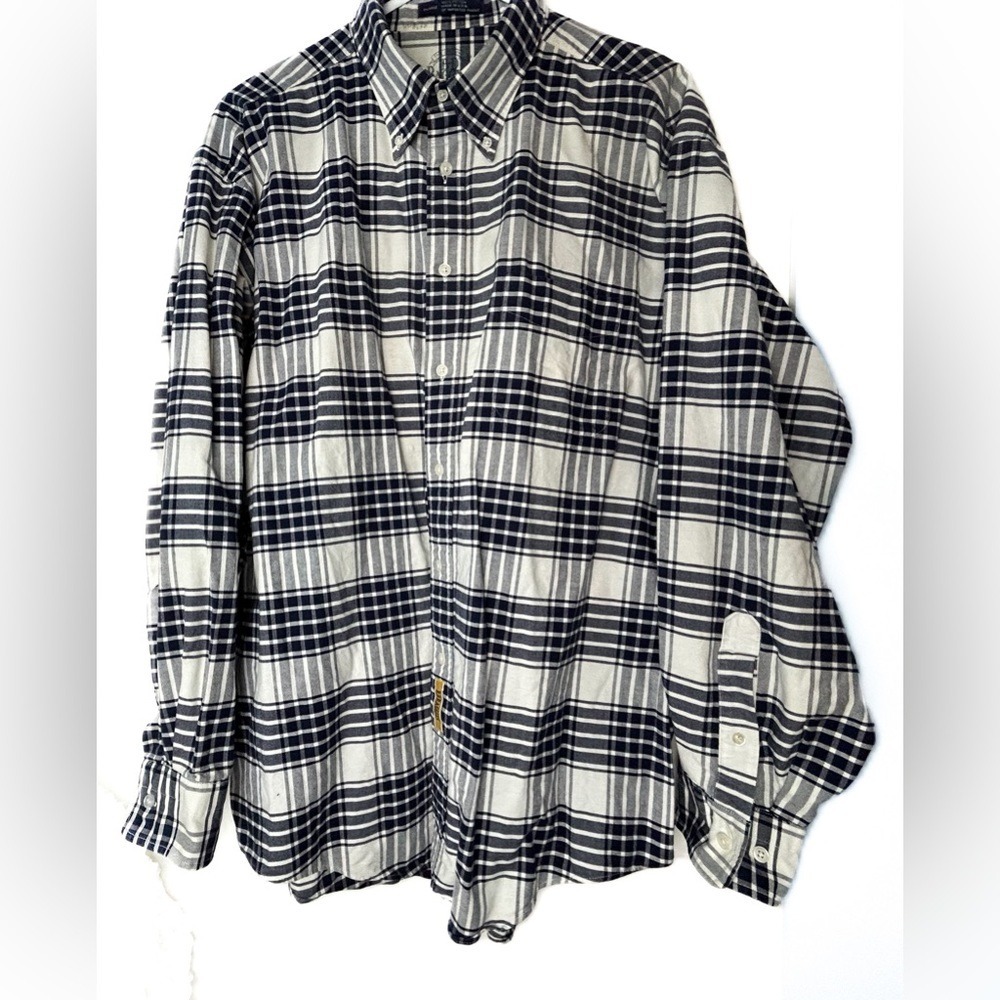 B-D Baggies Blue White Plaid Button Down Shirt Men's‎ XL Western Urban Cowboy